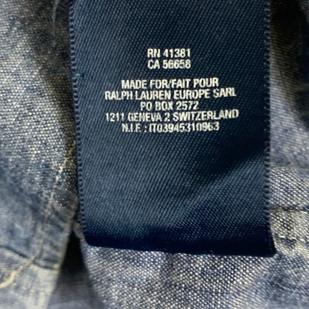 Ralph Lauren Boys XL 18-20 Blue Chambray Button Down Shirt Long Sleeve Pony - Picture 6 of 9
